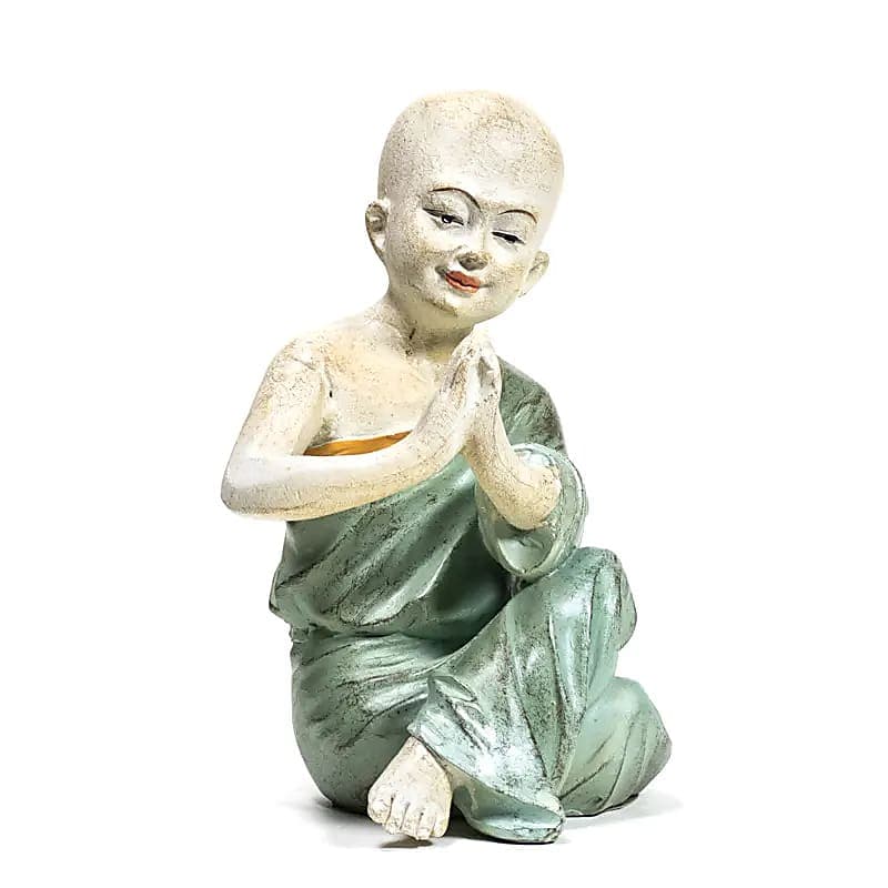Statue Moine Yoga Namaste Vert