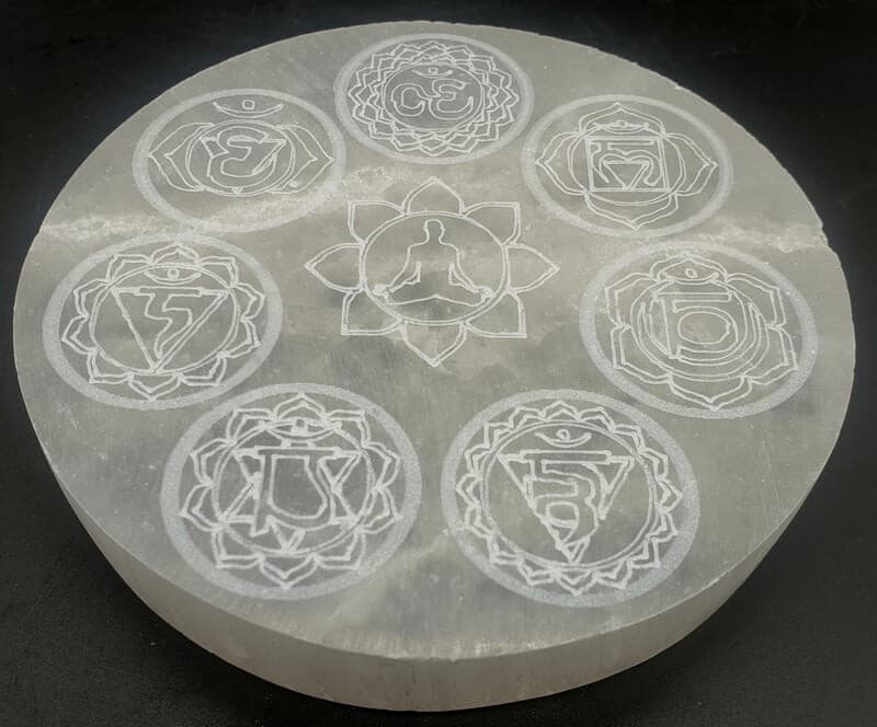 Porte Encens Sélénite Bouddha 7 Chakras 10cm