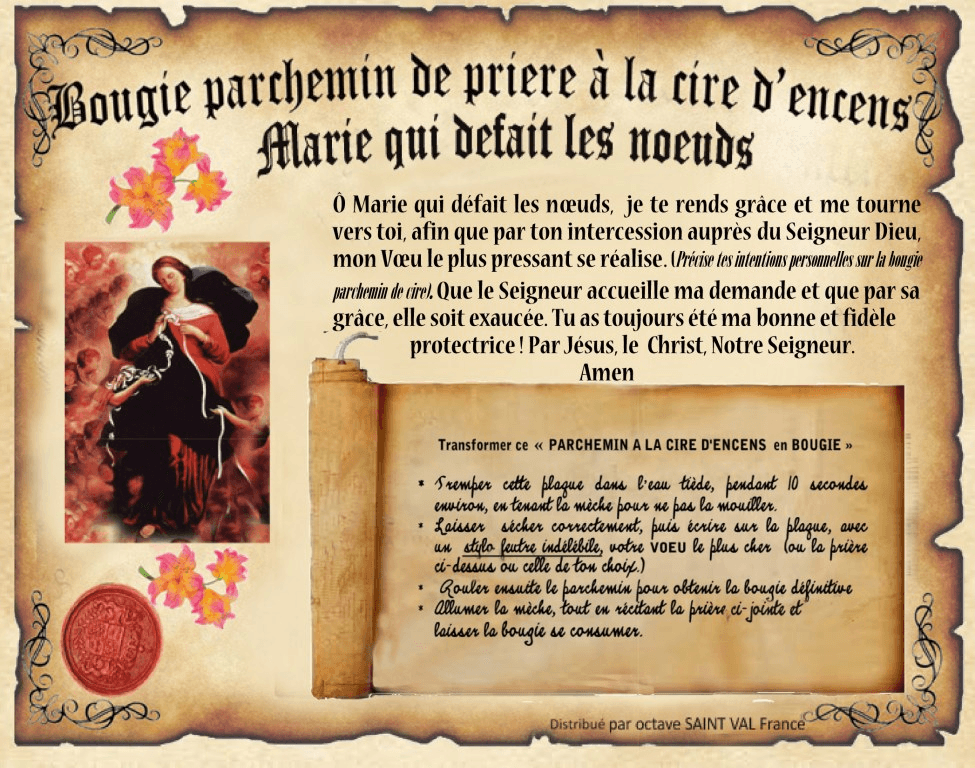 Parchemin de Cire  MARIE QUI DEFAIT LES NŒUDS