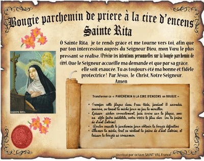 PARCHEMIN DE CIRE STE RITA