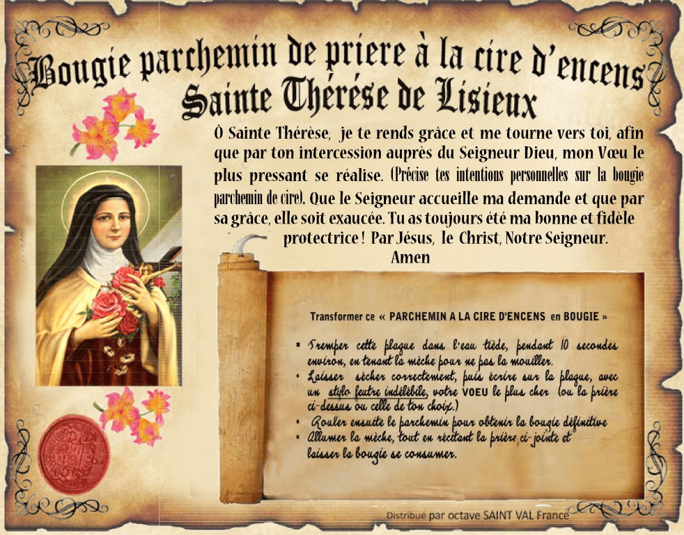 PARCHEMIN DE CIRE STE THERESE