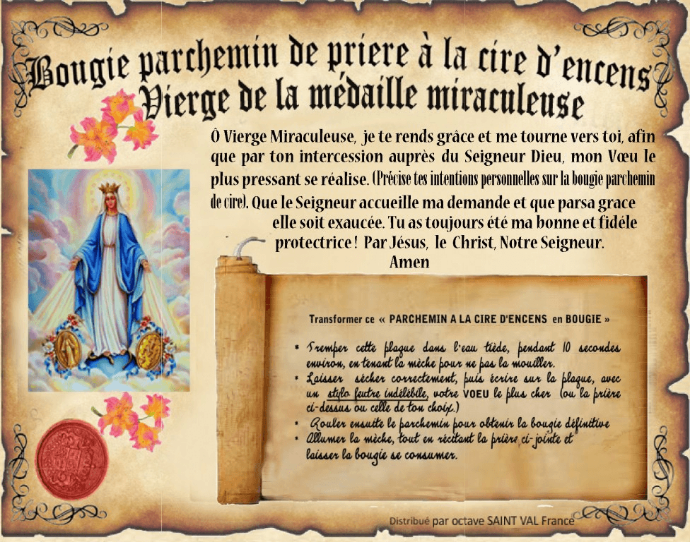 PARCHEMIN DE CIRE VIERGE MIRACULEUSE