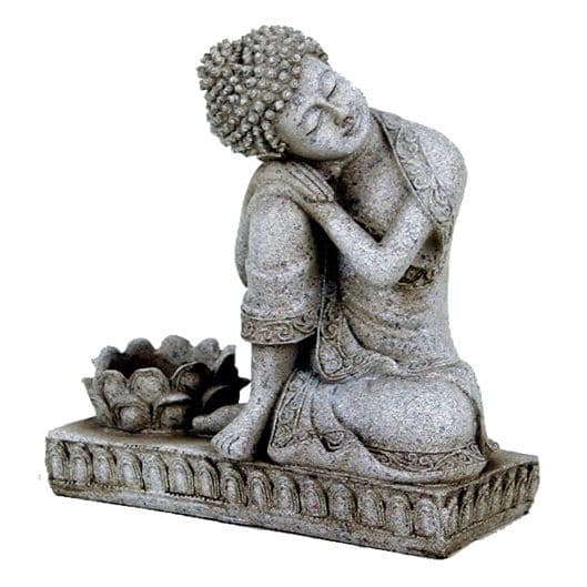 Bouddha avec bougeoir en pierre grise