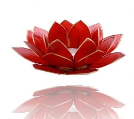 Bougeoir Lotus  - 1° Chakra - rouge - bords or
