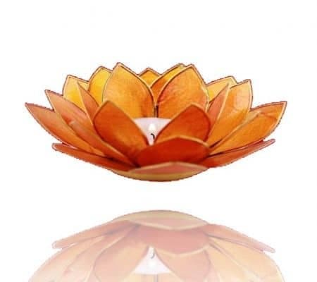 Bougeoir Lotus - 2° Chakra - orange bords or