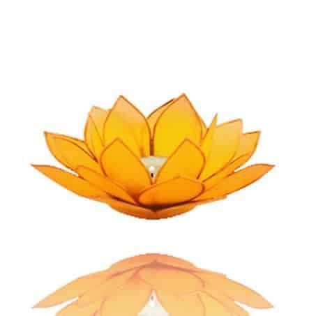 Bougeoir Lotus - 3° Chakra - jaune dorée - bords or