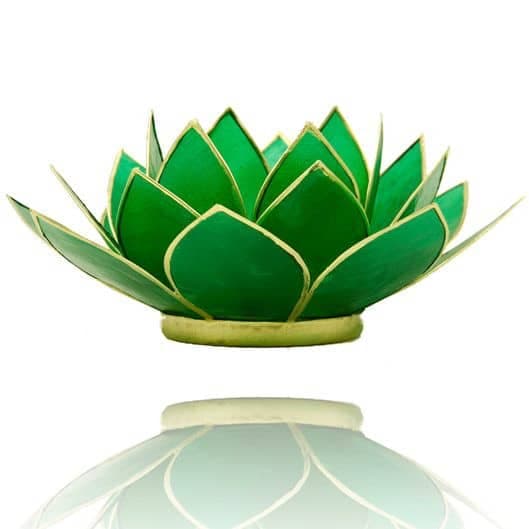 Bougeoir Lotus - vert émeraude - bords or