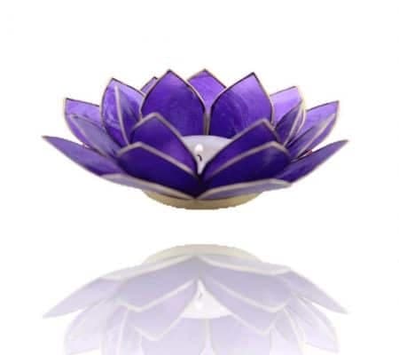 Bougeoir Lotus - 6° Chakra - indigo - bords or