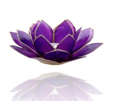Bougeoir Lotus - 7° Chakra - violet - bords or