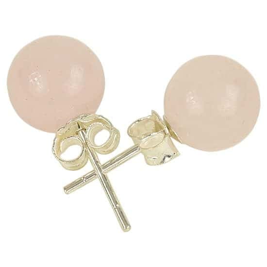 Boucles d’oreilles quartz Rose - clous - en argent 925