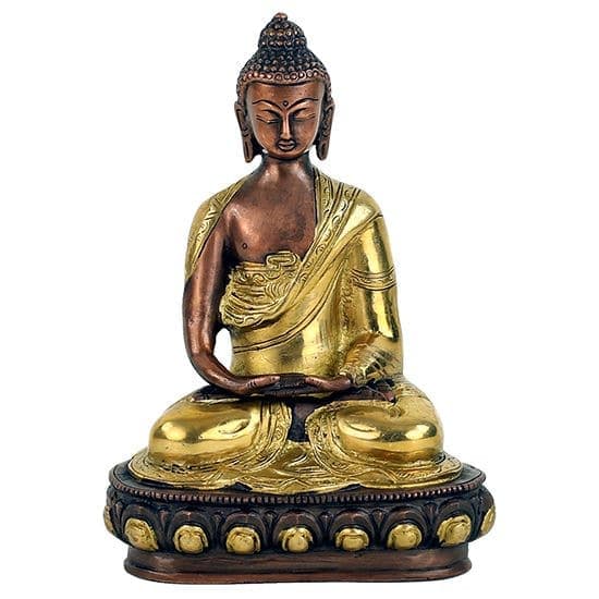 Bouddha Amithaba - statue bicolore (laiton/cuivre)
