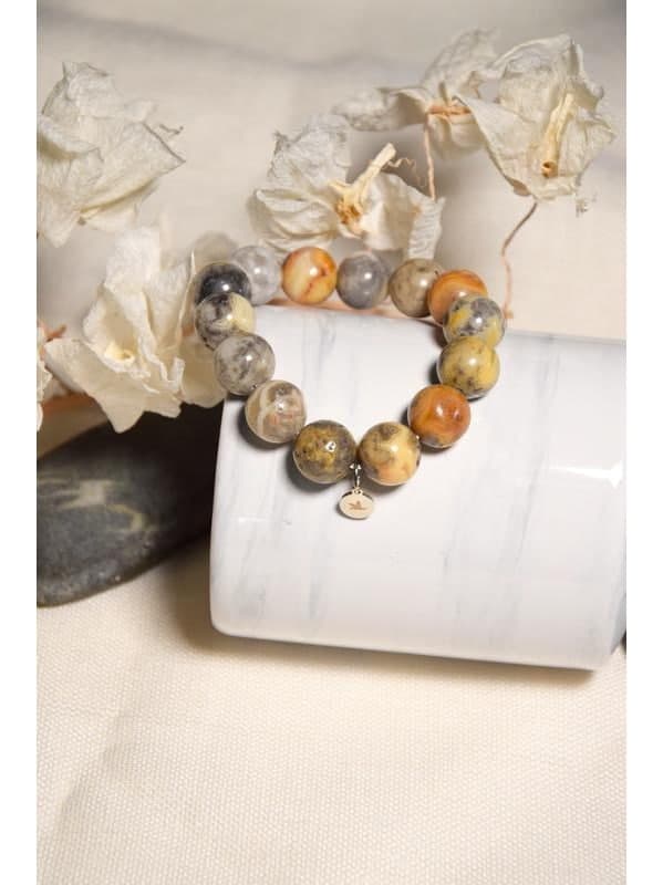 Bracelet Agate Crazy Lace Perles rondes 14 mm