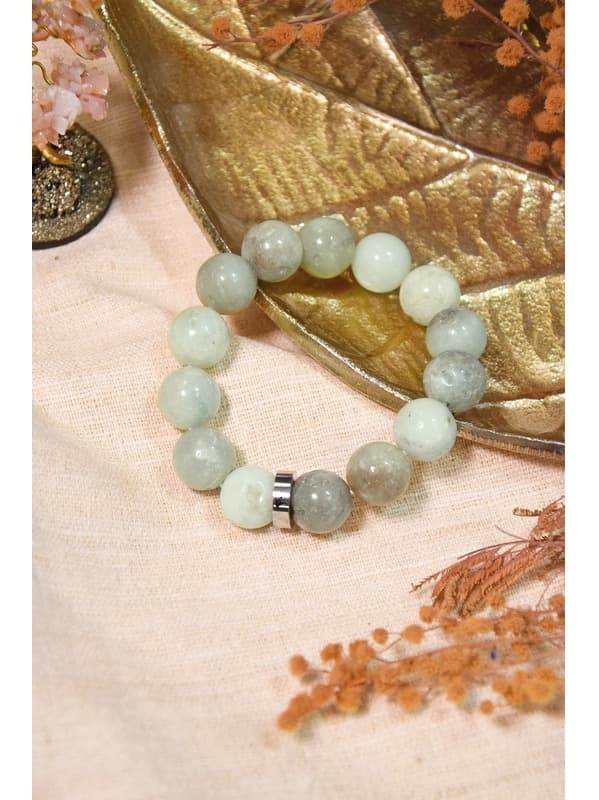 Bracelet Amazonite Perles rondes 14 mm