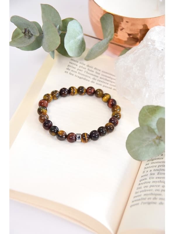 Bracelet Oeil de Tigre de Taureau et de Faucon Perles rondes 8 mm