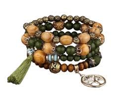 Bracelet Bohème Bois Vert