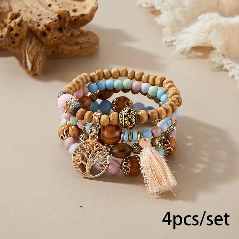 Bracelet Bohème Bois Rose