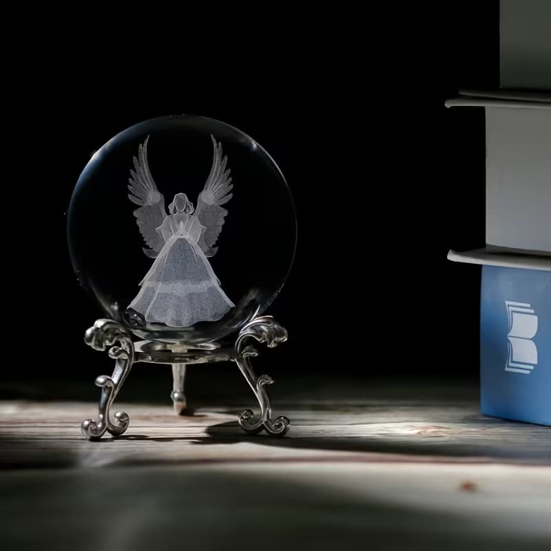 Boule de Cristal Ange Gravée en 3D