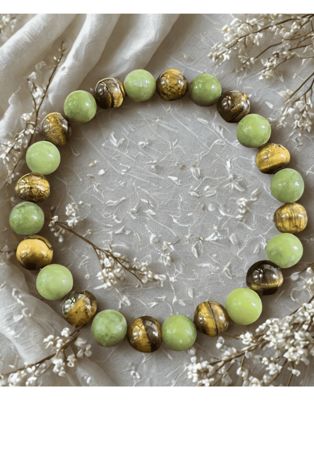 Bracelet Authentique Œil de Tigre Naturel et Jaspe du Sud