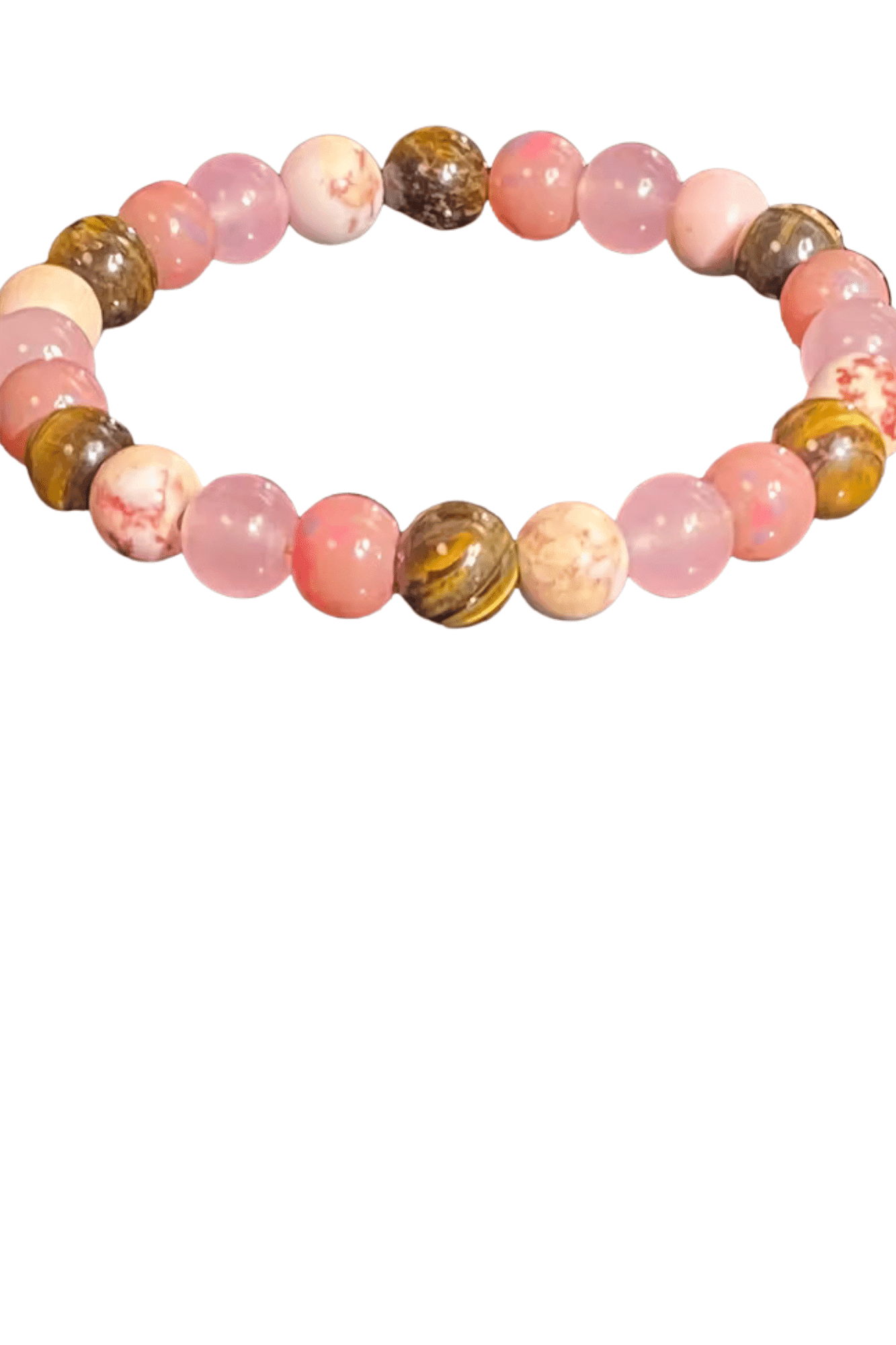 Bracelet en Perles d'Œil de Tigre et Quartz Rose