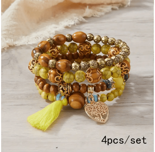 Bracelet Bohème Bois Jaune