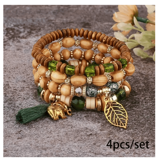 Bracelet Bohème Bois Vert