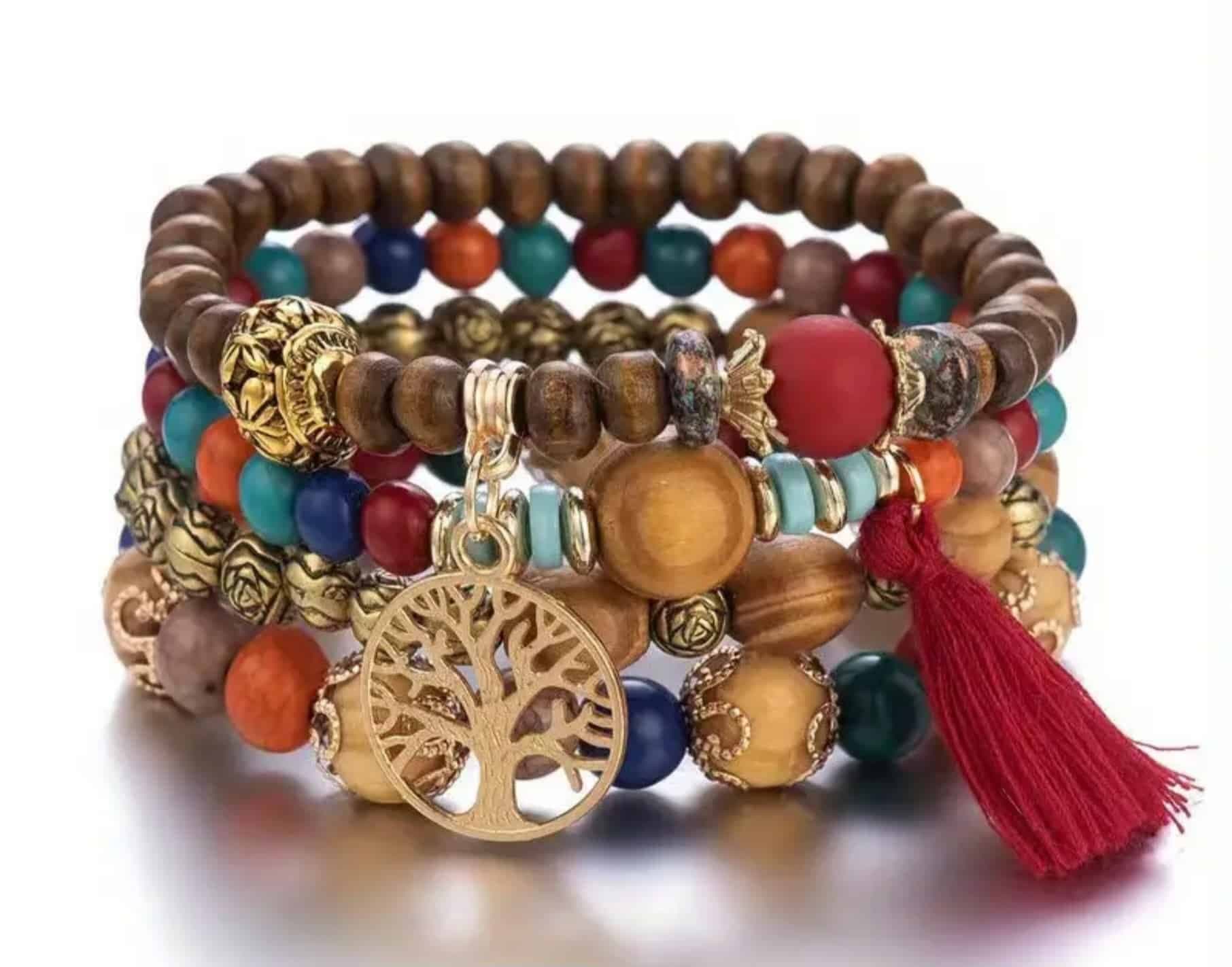 Bracelet Bohème Bois Rouge