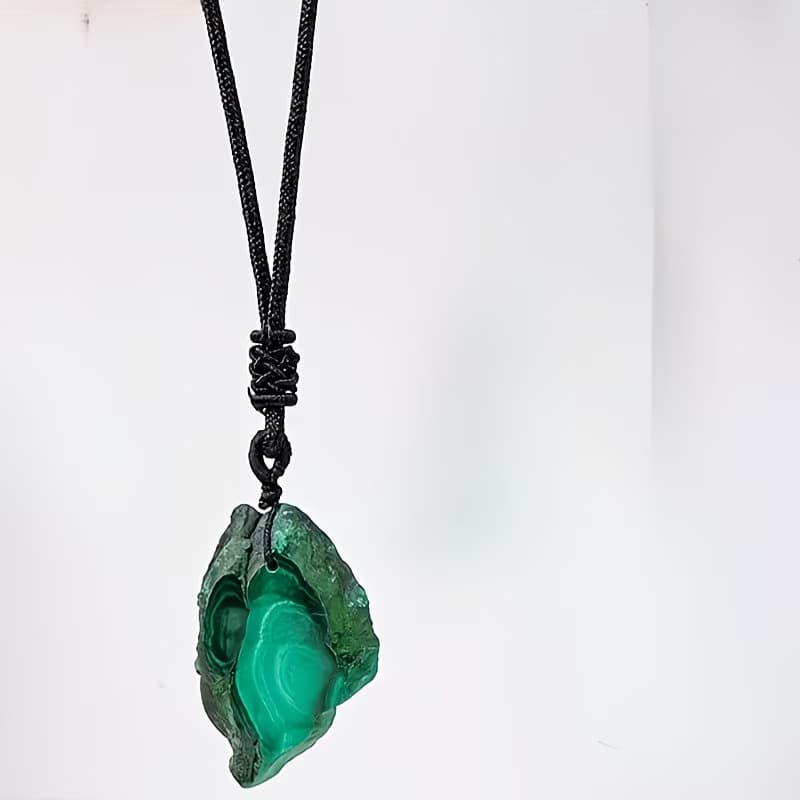 Collier Tressé Main en Malachite Naturelle