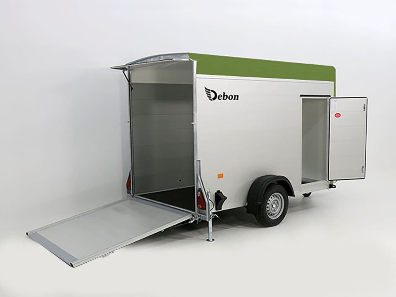 Debon bagageaanhanger C300 148x295cm H:190cm 1.3t aluminium, polyethyleen voorkant | deur | olijfgroen - nieuw