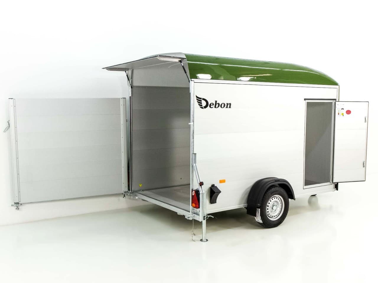Debon bagageaanhanger C400 164x315cm H:200cm 1.3t|Alu, Polybug|Deur|olijfgroen-Nieuw