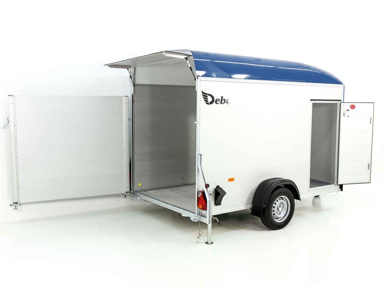Debon bagagelabel C400 164x315cm H: 200cm 1.3t | aluminium, polybug | deur | blauw-nieuw