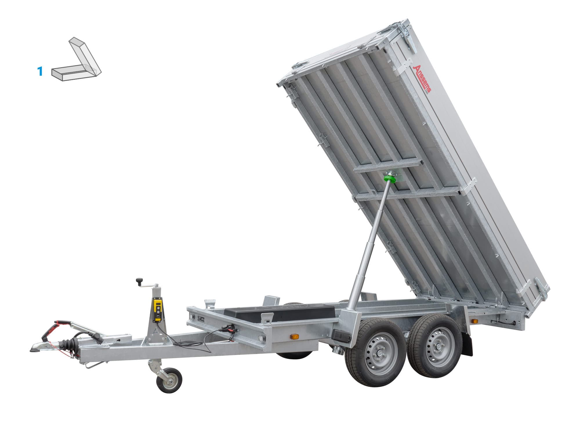 Anssems autotransporter met achterkipper KSX 2500 kg, 3,05 x 1,53 m - elektrische hydrauliek