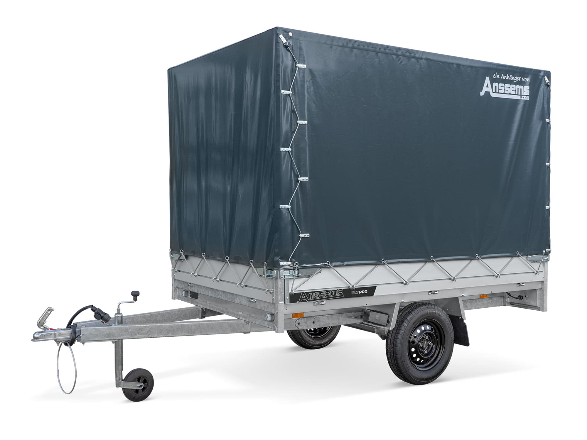 Anssems autotransporter, vlakke laadbak, aluminium PLT-1 PRO, 750 kg, laadruimte 3,05 x 1,50 m, ongeremd met afdekzeil 1,65 m
