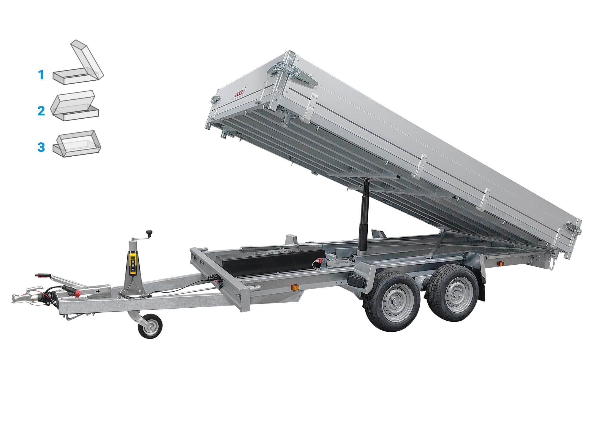 Anssems 3-weg kipper KSX 3000 kg, laadruimte 3,55 x 1,78 m - Elektrisch