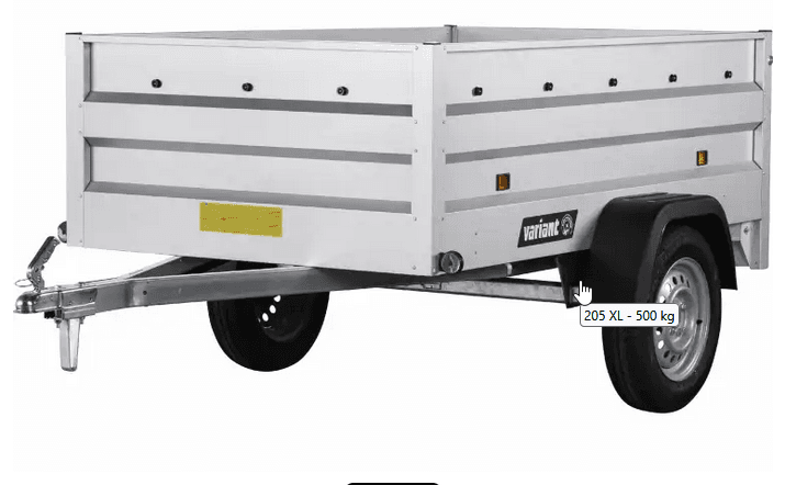 Variant 205 XL, 500 kg ongeremd, laadruimte 1,99 x 1,16 m, dieplader