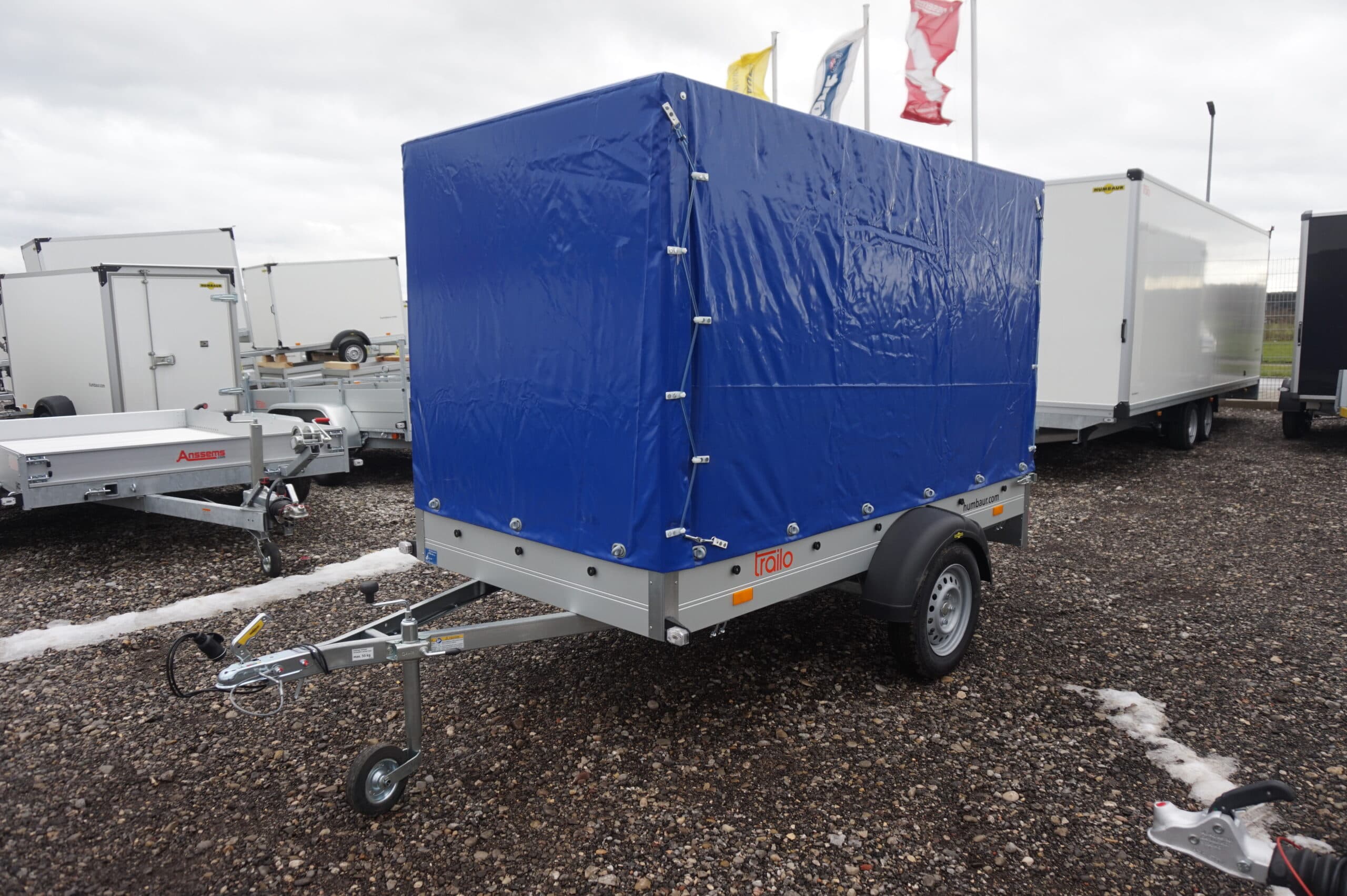 Humbaur Startrailer H 752513 750 kg ongeremd laadvermogen 2,51 x 1,31 m met dekzeil 1,50 m blauw
