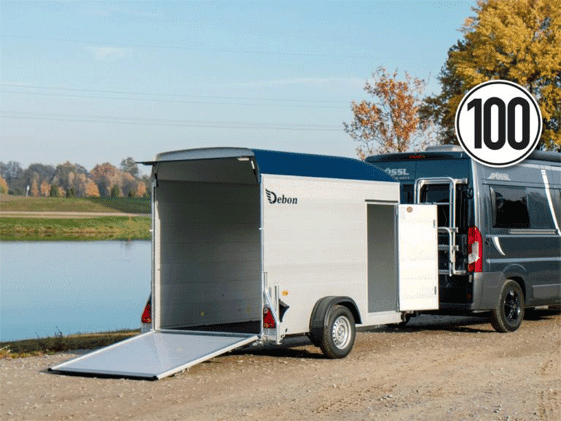 Debon bagagelabel Cargo 148x295cm H: 190cm 1.3t | aluminium, polybug | deur | blauw