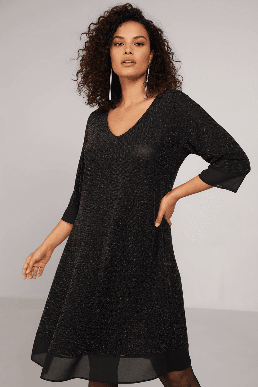 Robe de forme trapeze en maille paillettes