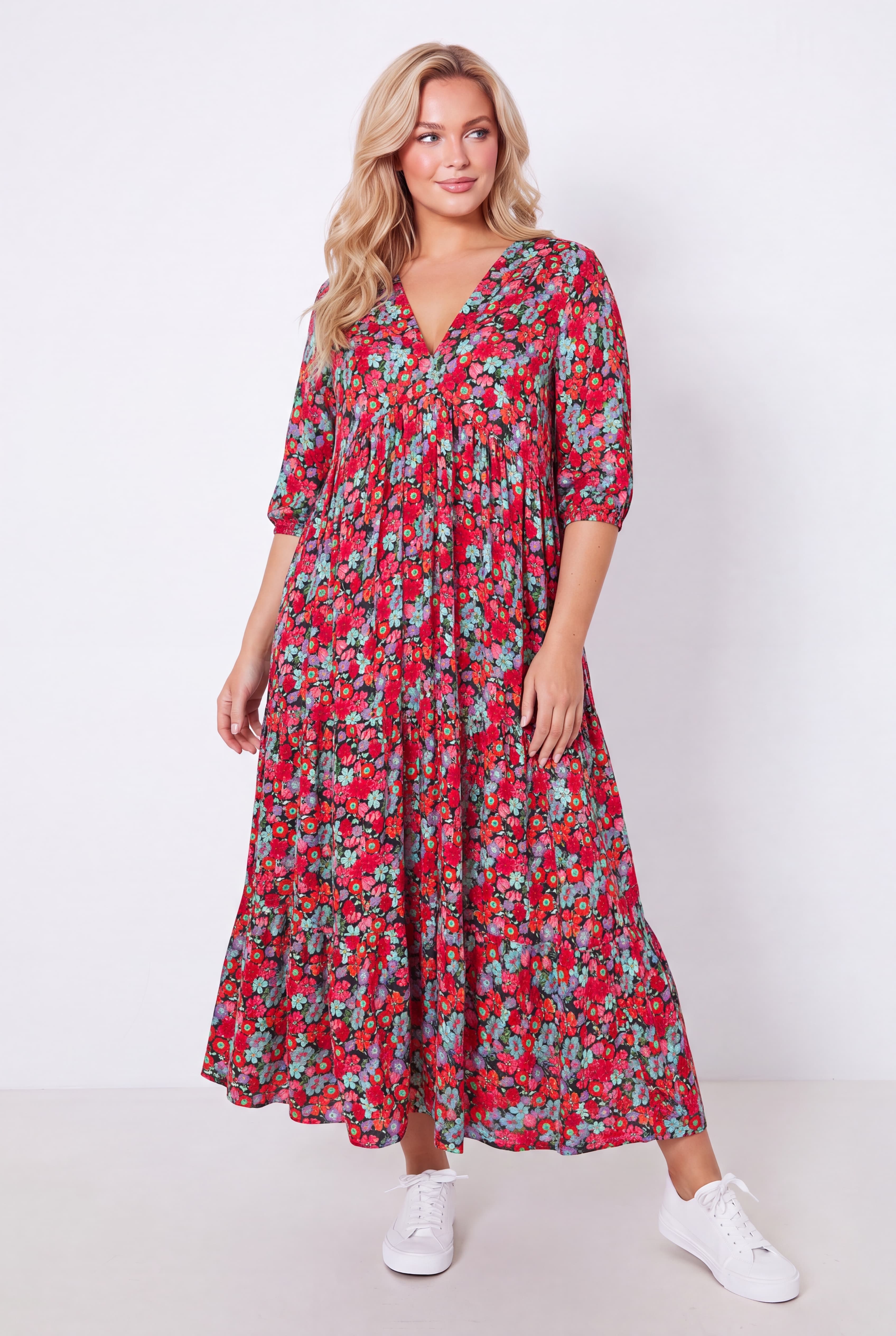 Robe de style boheme en viscose imprimee