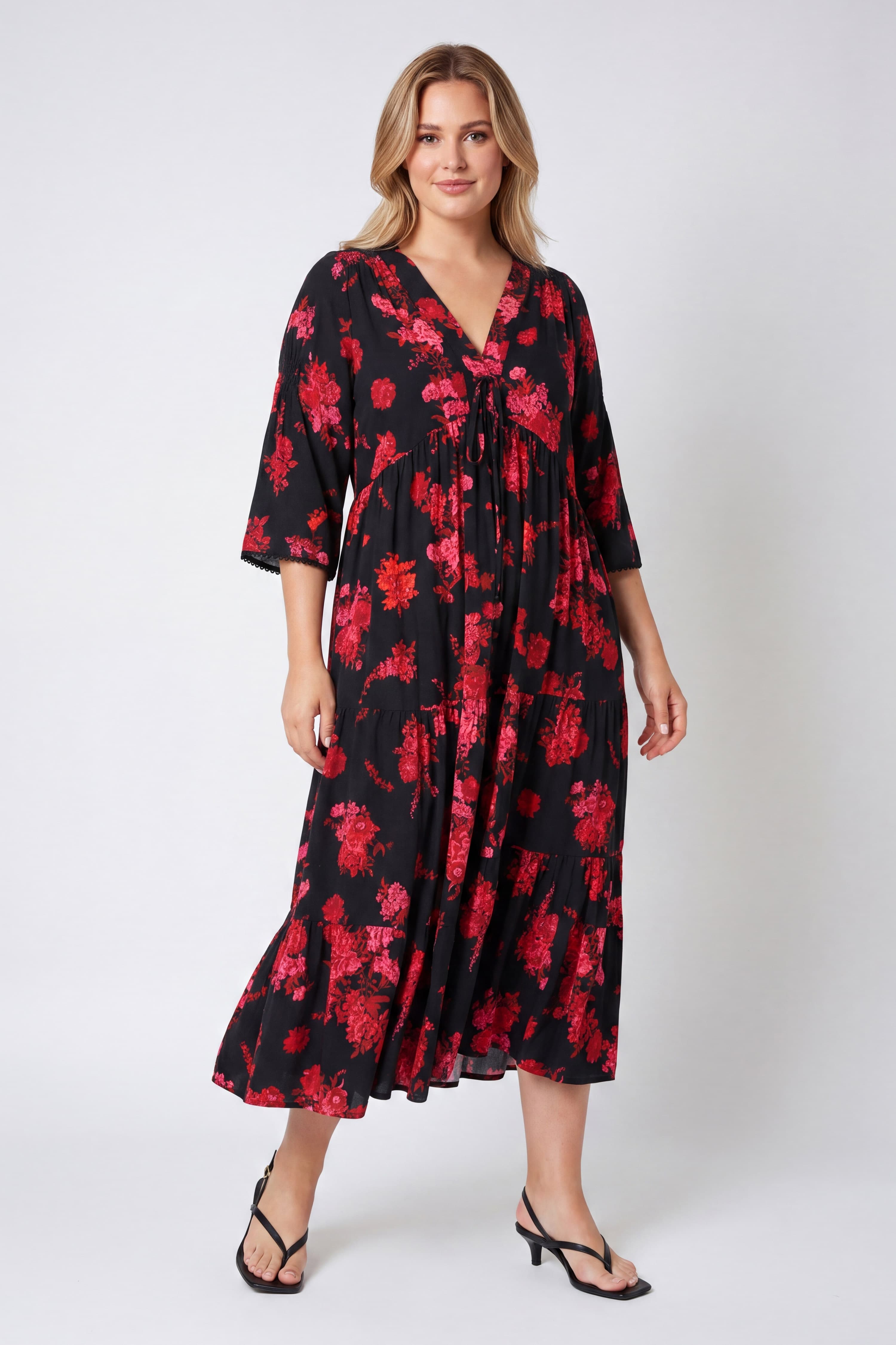 Robe longue style boheme en imprimee matiere eco-responsable