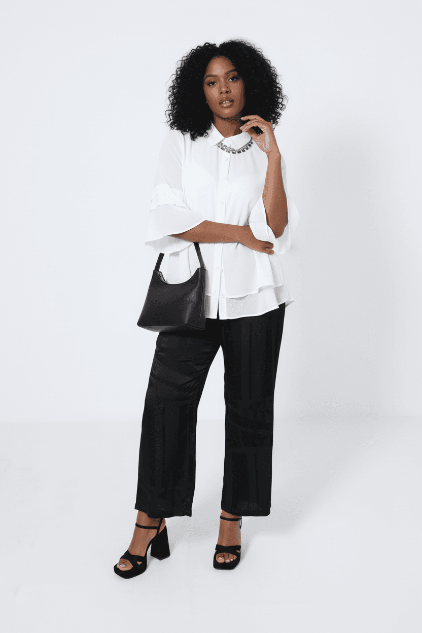 Pantalon droit en jacquard satine