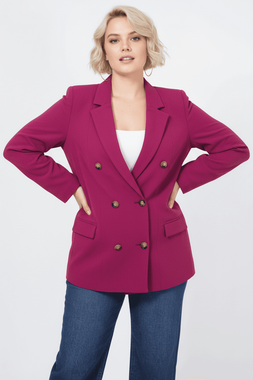 Veste tailleur unie double boutonnage