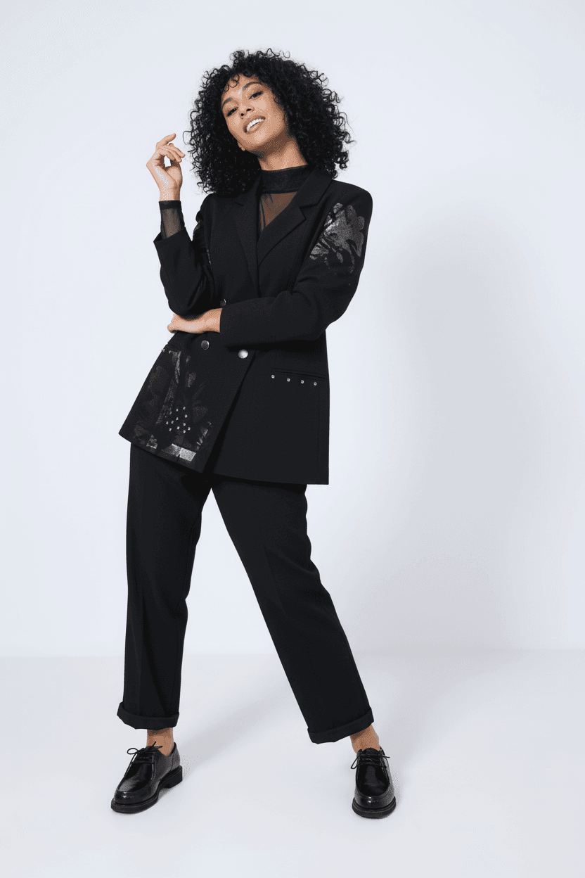 Veste de tailleur sérigraphiée double boutonnage