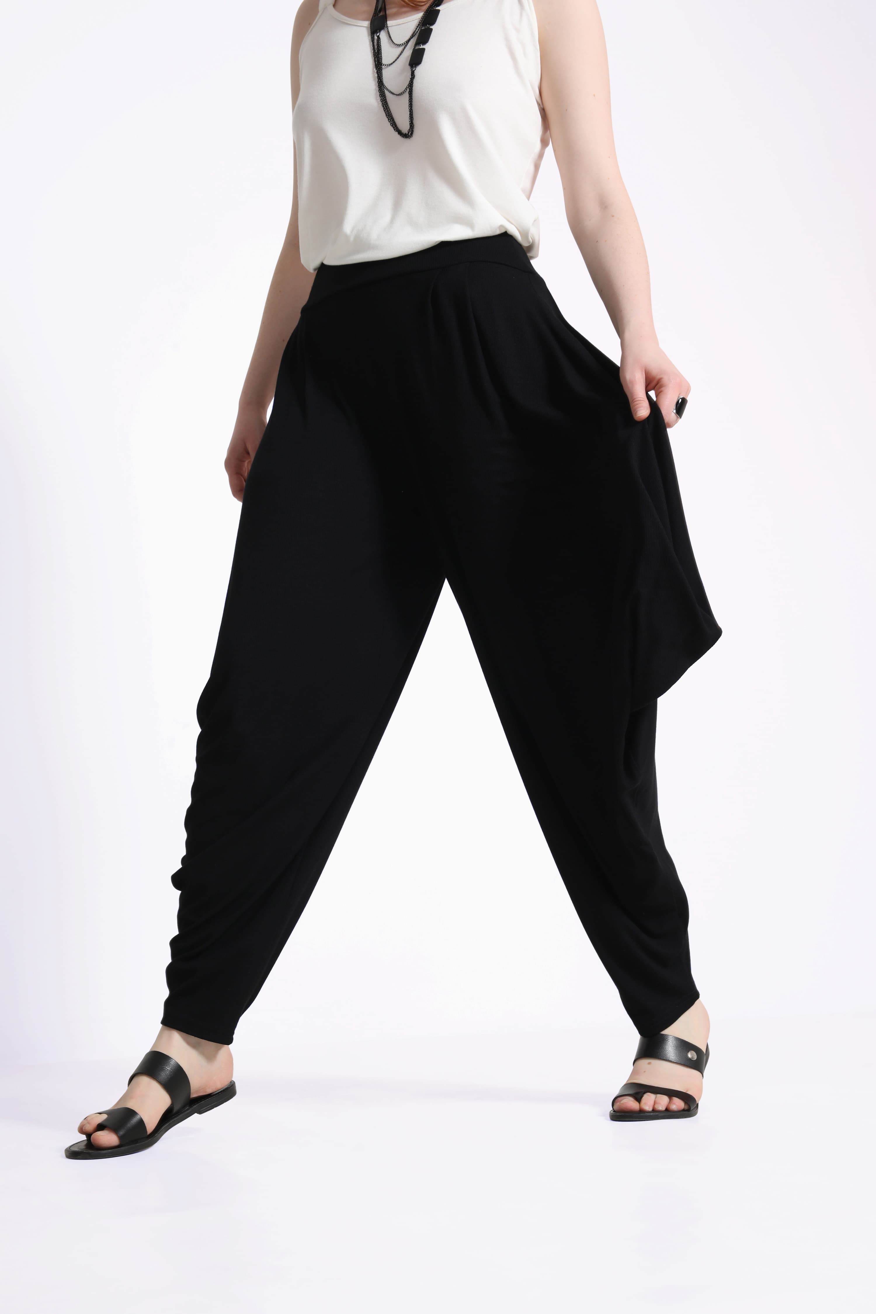 Pantalon sarouel en cote unie