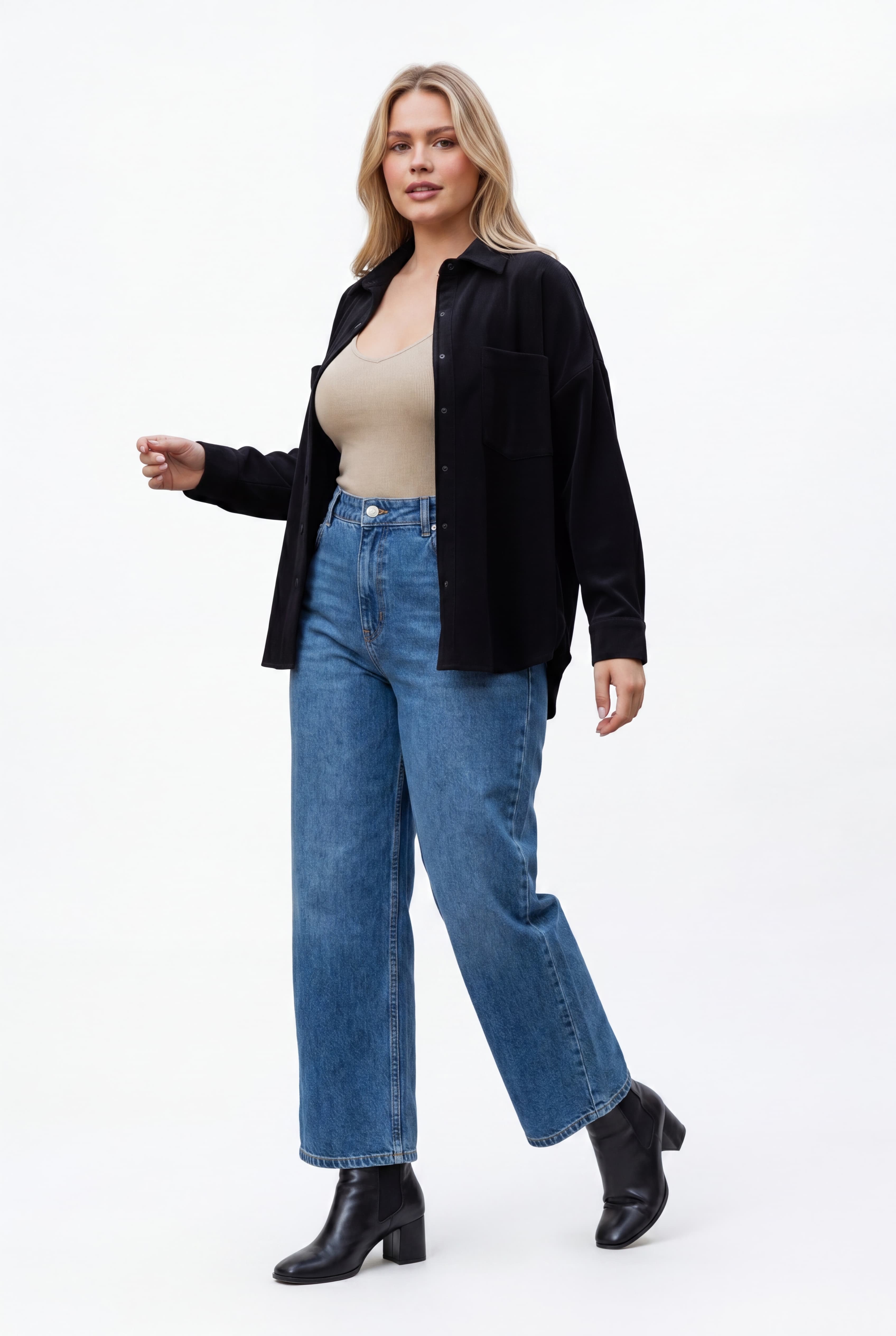 Chemise en velours cotele noire-elegance decontractee jean marc philippe
