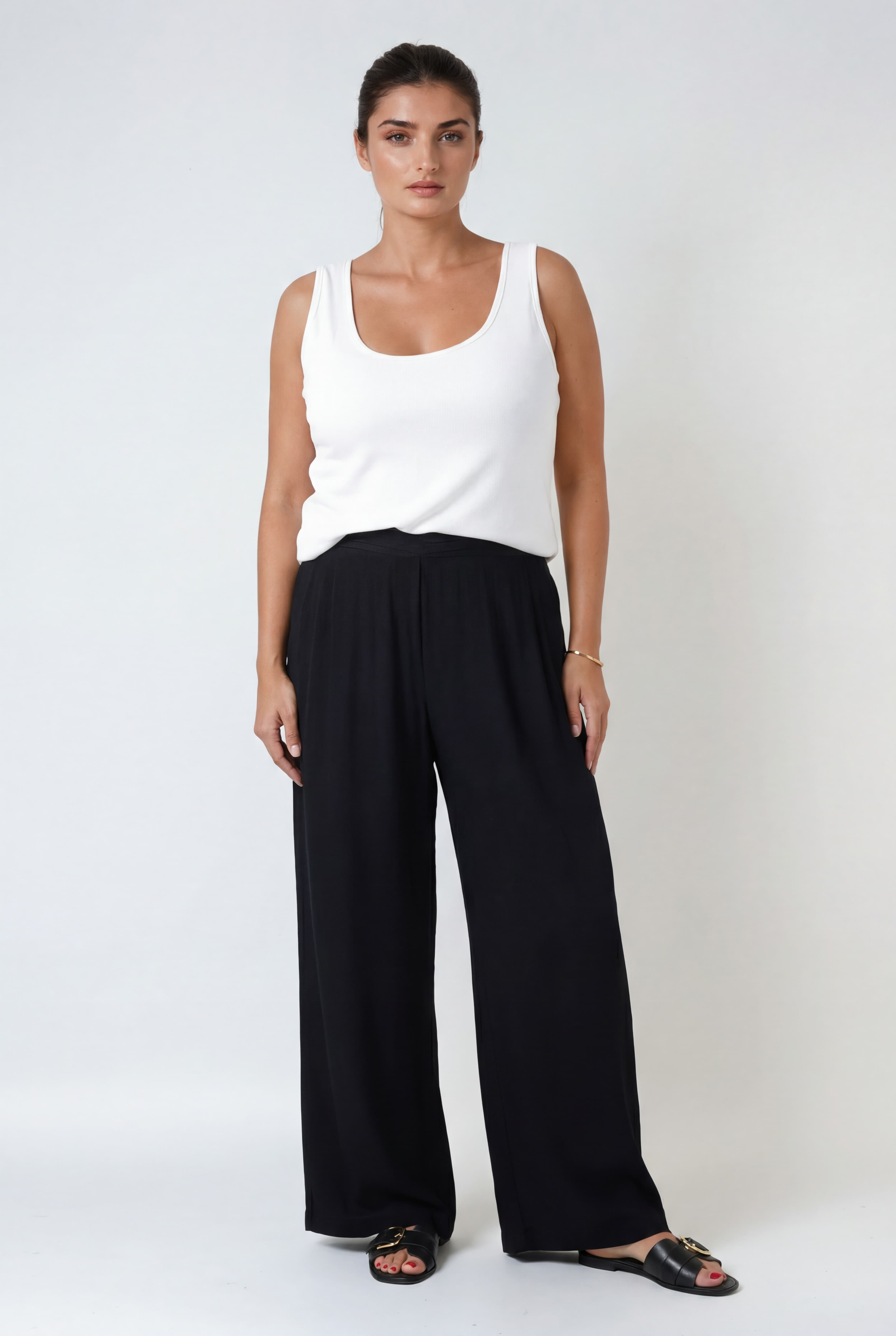 Pantalon fluide en crêpe uni superstyle elegance JMP