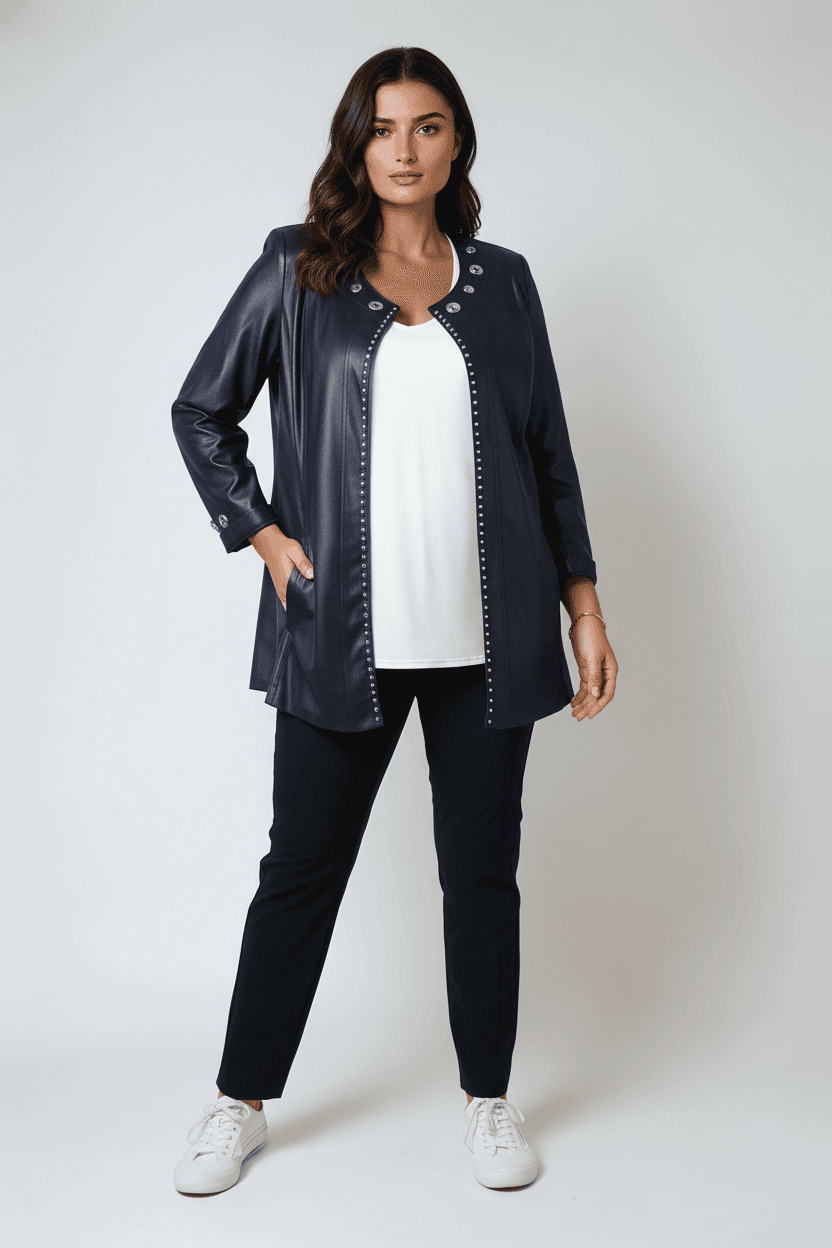 Veste en simili cuir noir cloutee-esprit rock chic  edition limitee