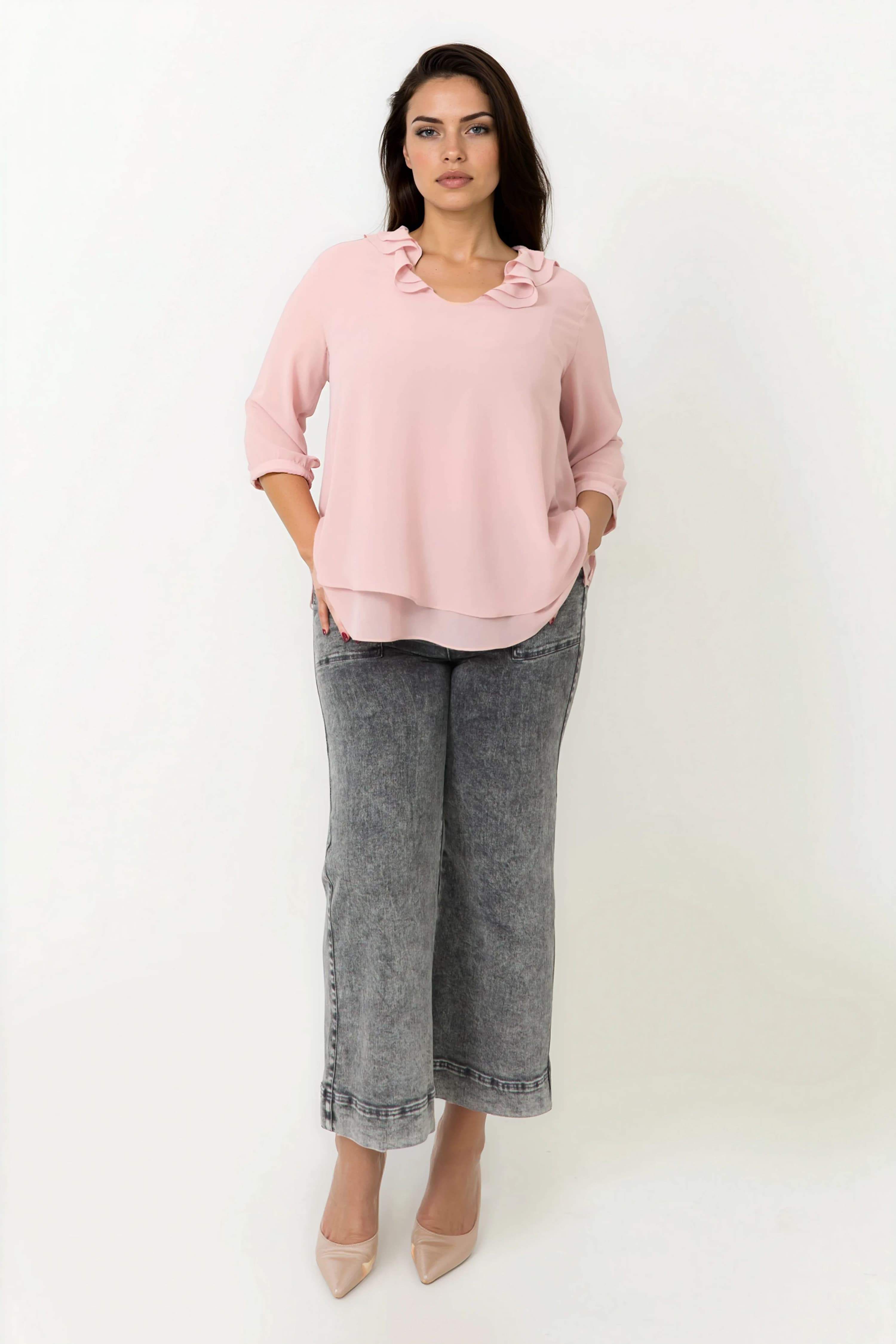 Blouse superposée en crêpe Georgette