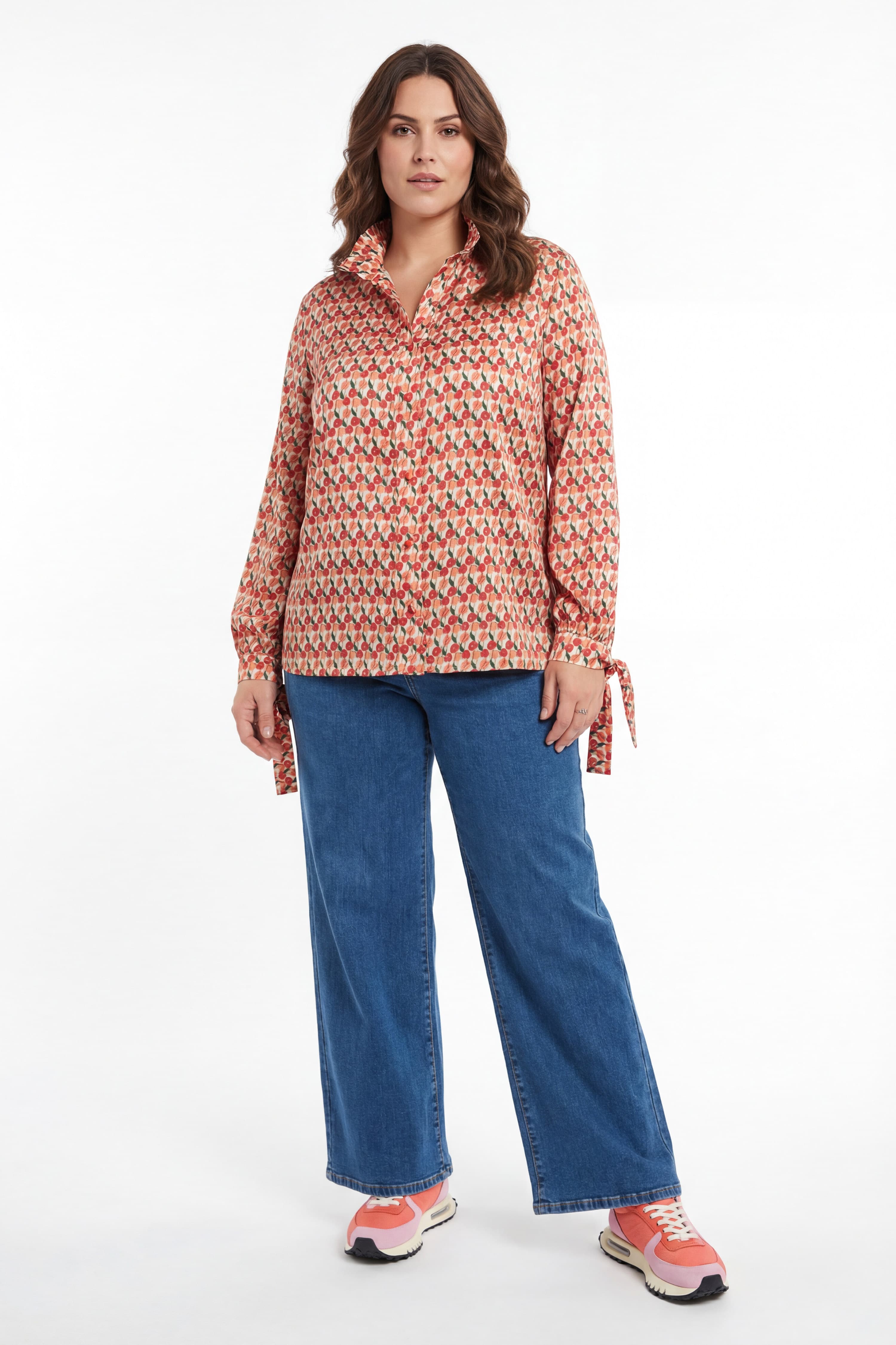 Chemise en coton motif cerise