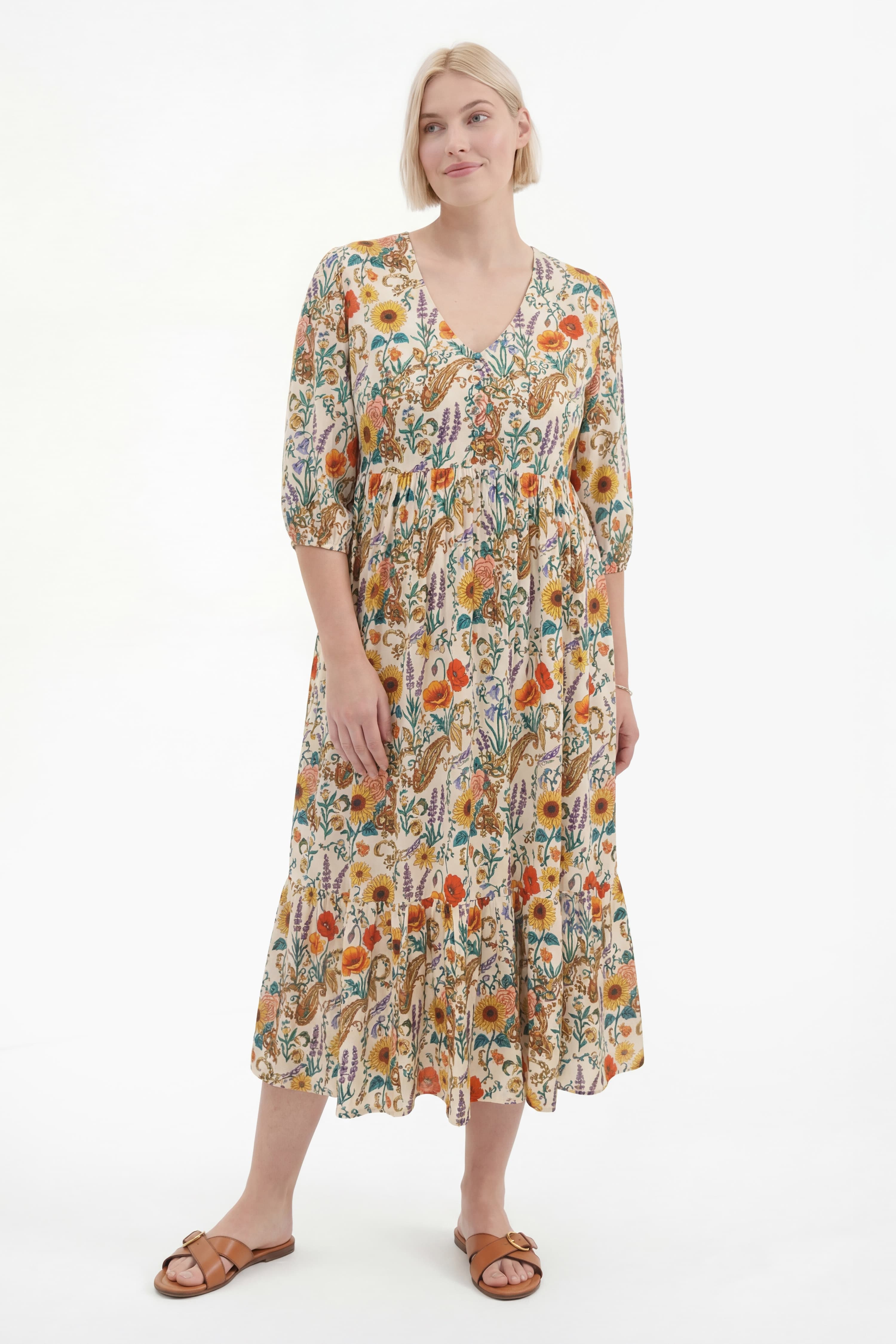 Robe longue en viscose imprimé floral