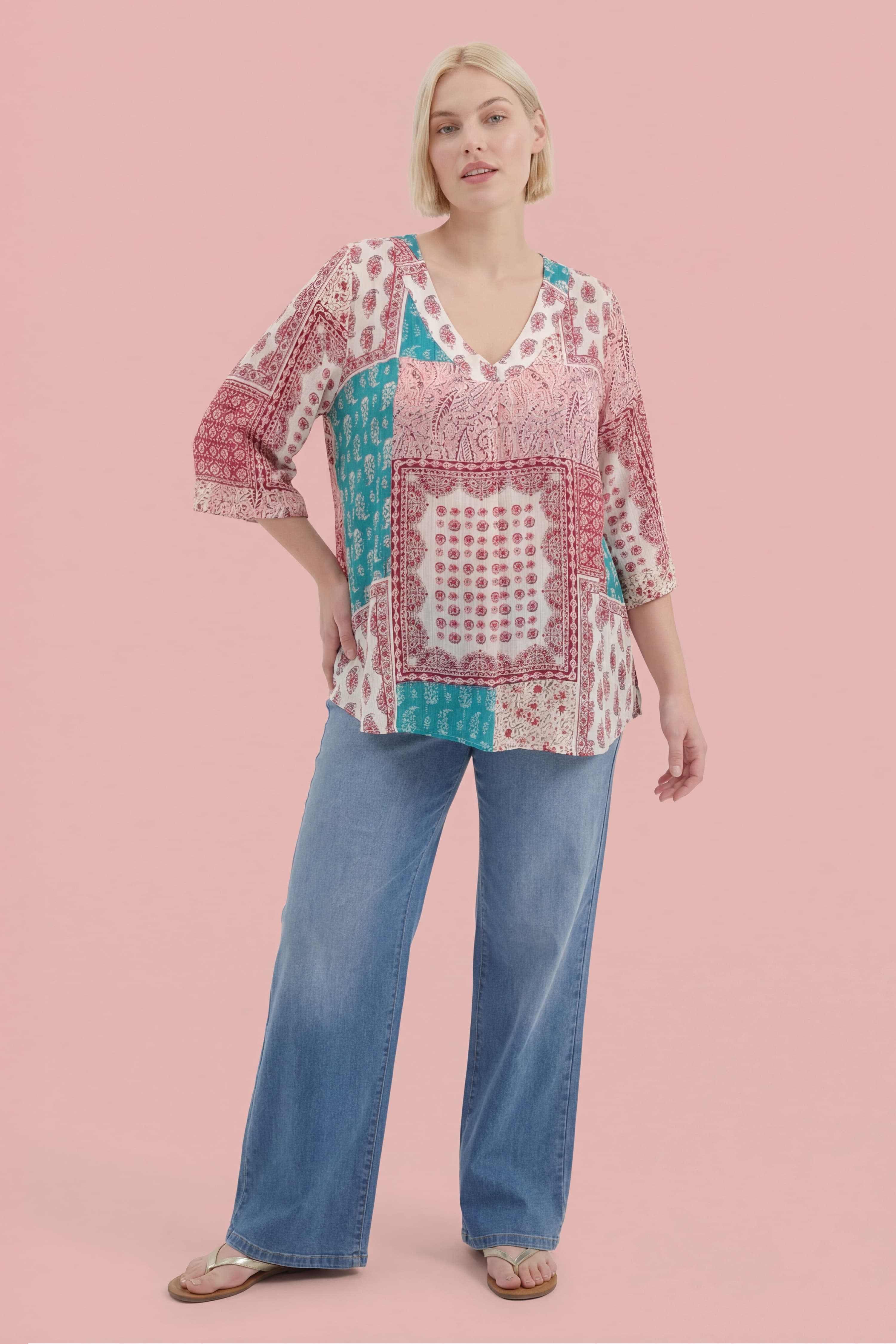 Tunique patchwork en viscose ecovero et lurex , esprit bohème chic